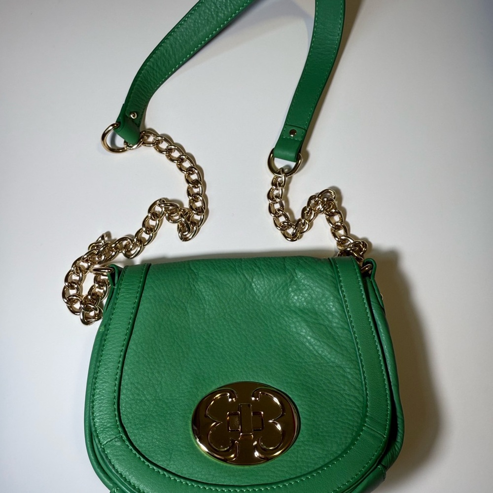 Emerald Green Crossbody Bag with Gold Accents by Emerald